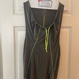 Ellie Gray Sleeveless Top with Neon Yellow Accents